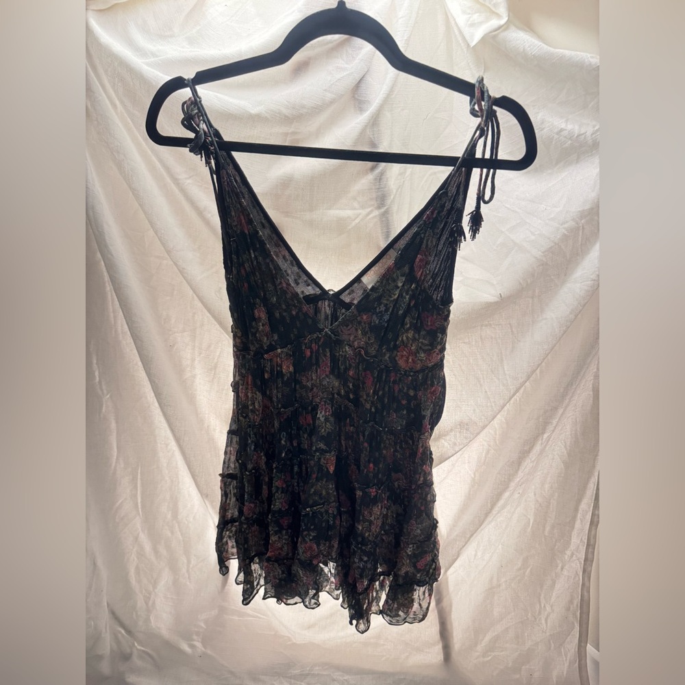 Rococo Sand Black and Red Floral Mini Dress